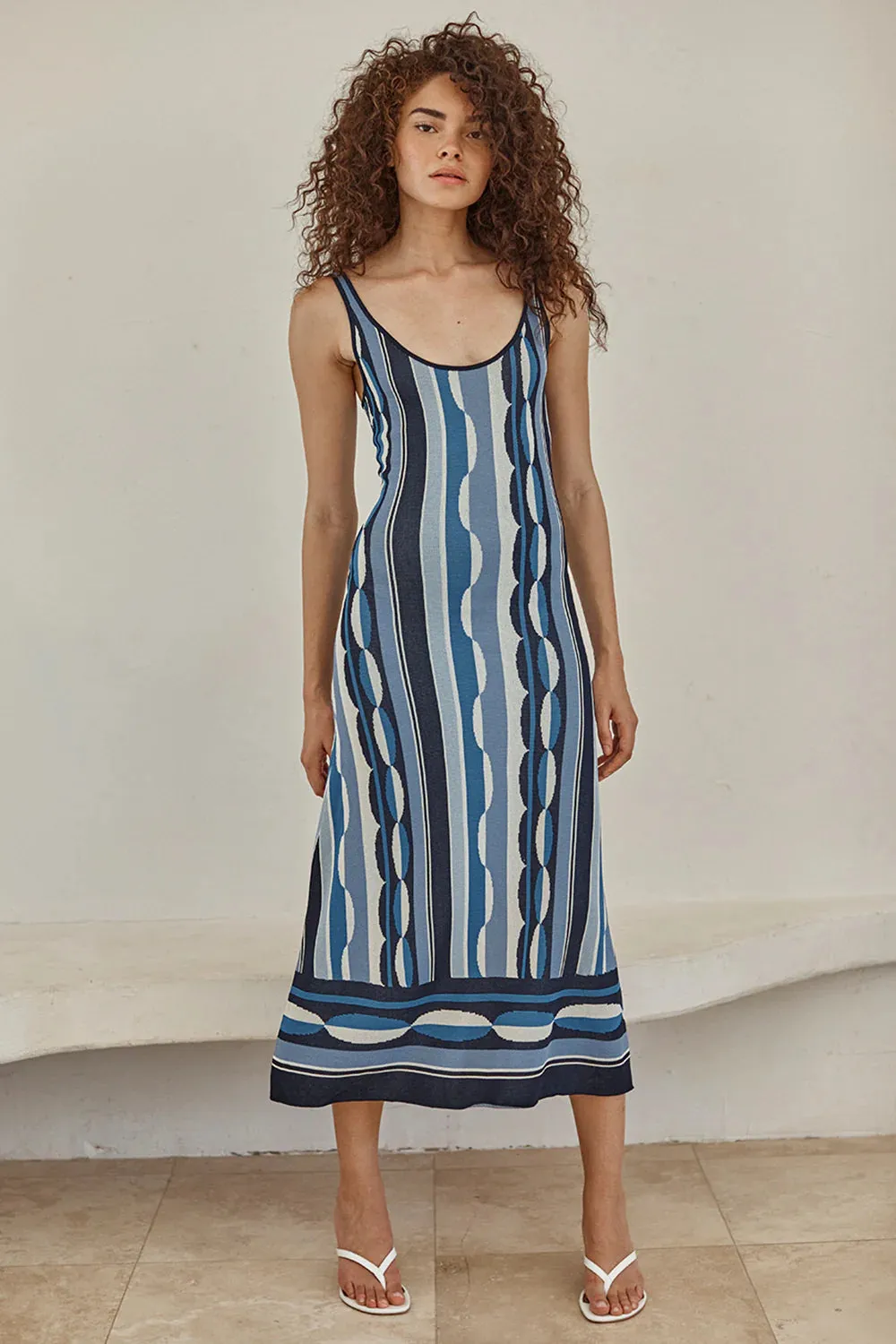 Misa - Tali Dress - Geo Stripe Knit sold by Jessie Boutique