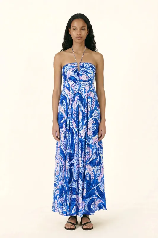 Poupette St Barth - Long Dress Carla - Blue Holy Snake sold by Jessie Boutique