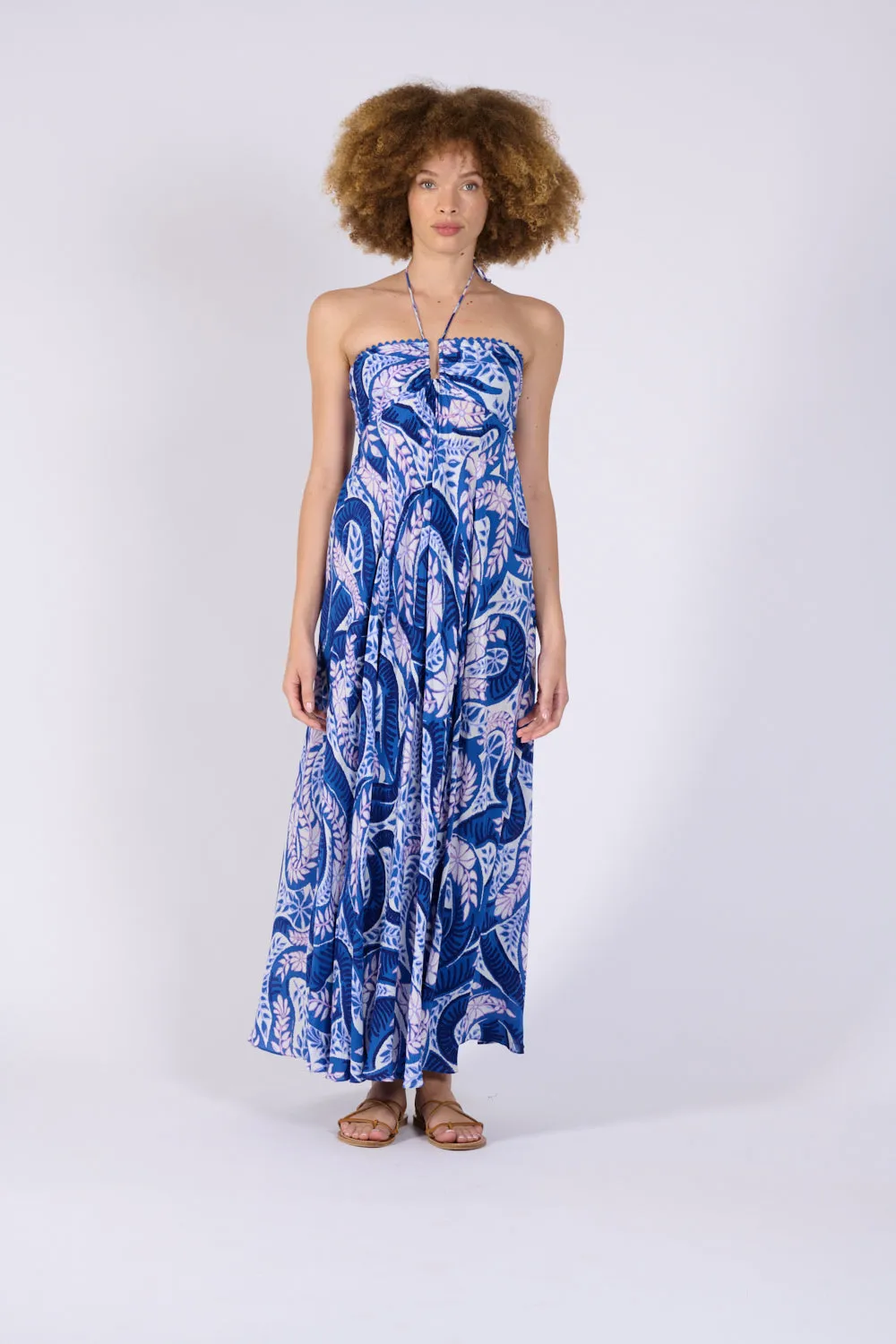 Poupette St Barth - Long Dress Carla - Blue Holy Snake sold by Jessie Boutique product image thumbnail 3