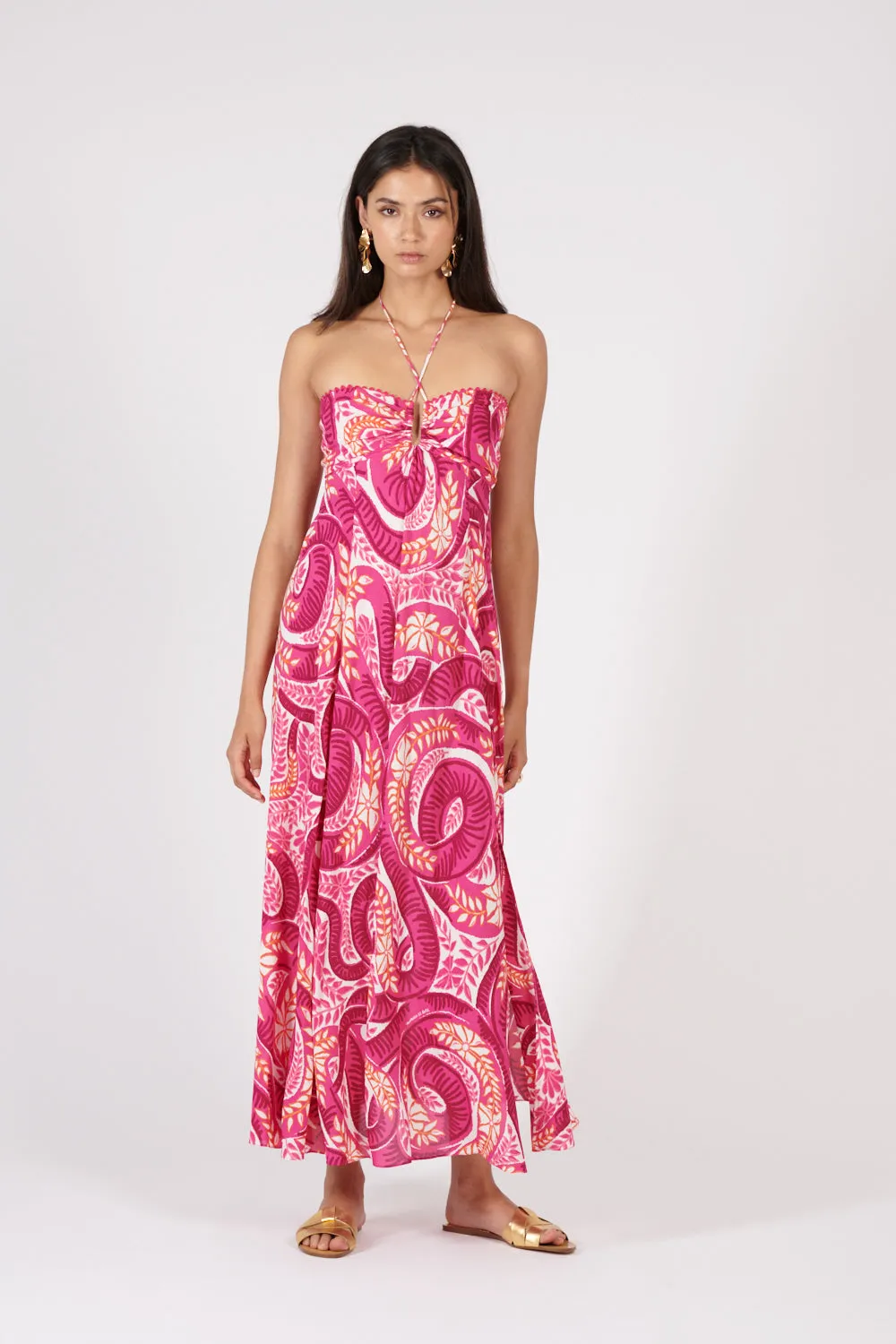Poupette St Barth - Long Dress Carla - Pink Holy Snake sold by Jessie Boutique product image thumbnail 3