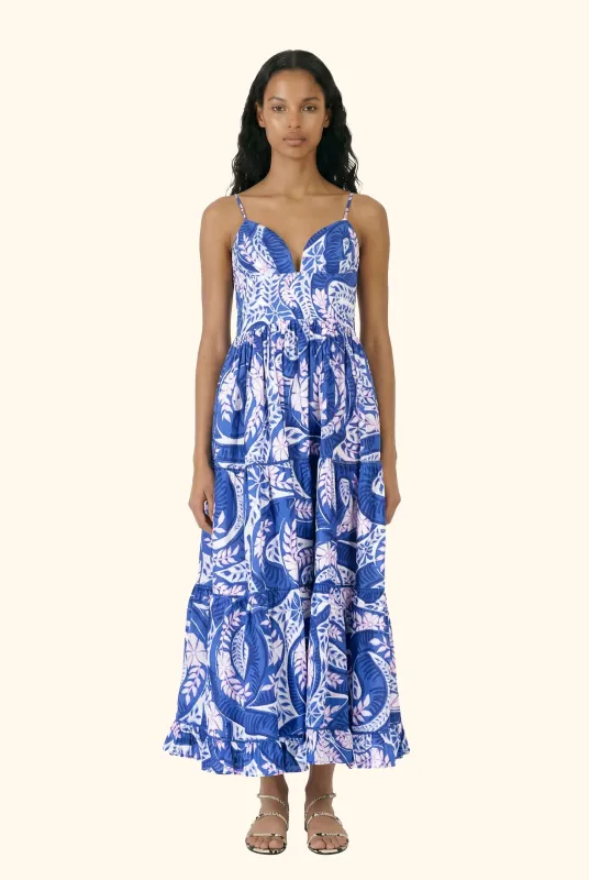 Poupette St Barth - Long Dress Milena - Blue Holy Snake sold by Jessie Boutique