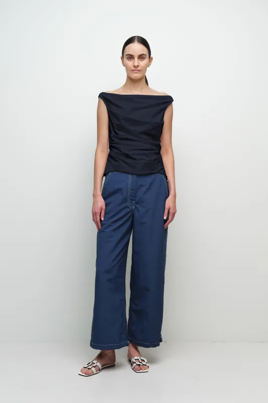 Simkhai - Maisel Draped Cotton Top - Midnight made by Simkhai