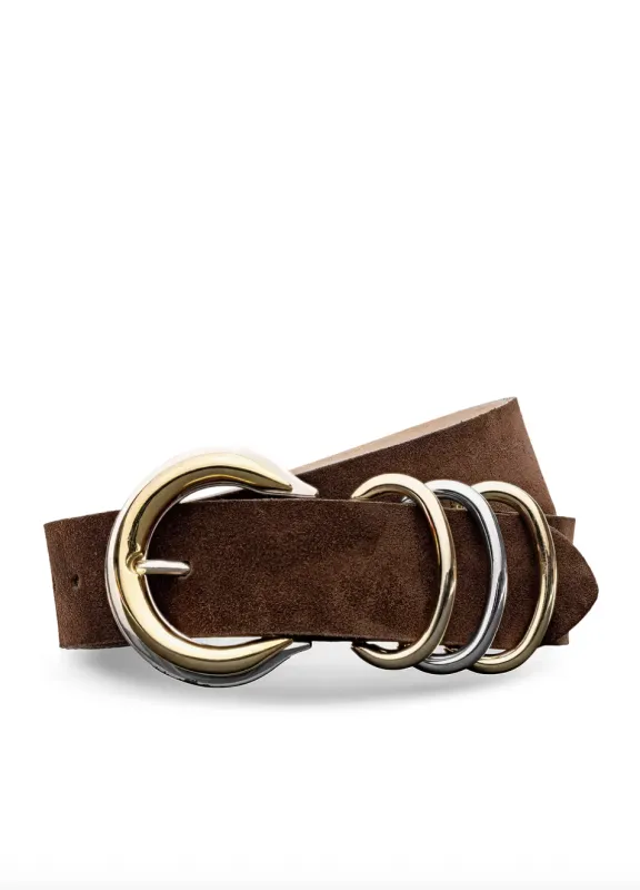 L'agence - Tobar Suede Belt - Chocolate sold by Jessie Boutique