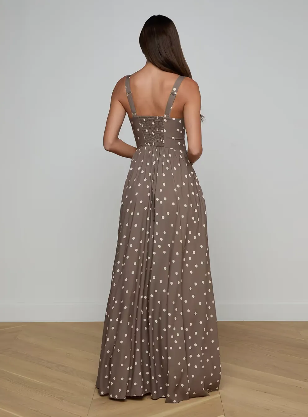 L'agence - Rosette Maxi Dress - Cardamom/Ecru Polka Dot sold by Jessie Boutique product image thumbnail 4