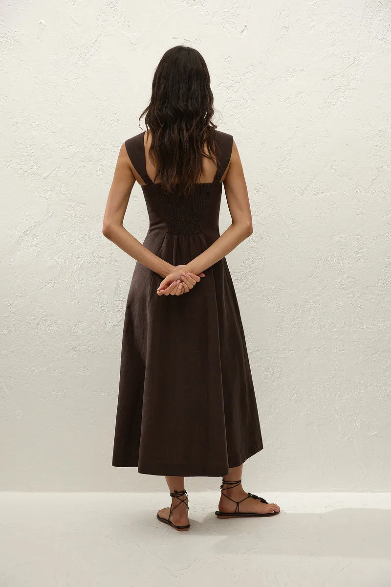 Faithfull The Brand - Pallida Midi Dress - Espresso sold by Jessie Boutique product image thumbnail 4