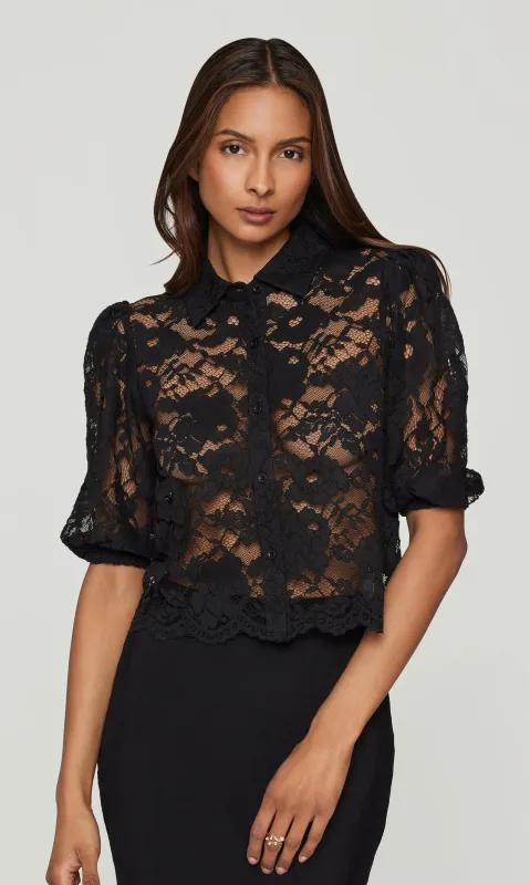 Generation Love - Tammy Mesh Lace Shirt - Black sold by Jessie Boutique