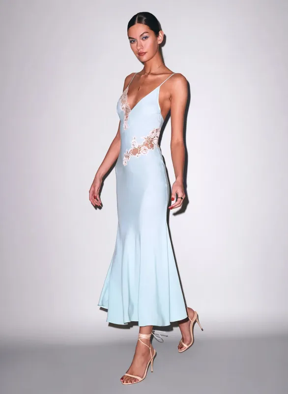 Fleur Du Mal - Juliet Lace Long Dress - Frosted Mint made by Fleur du Mal