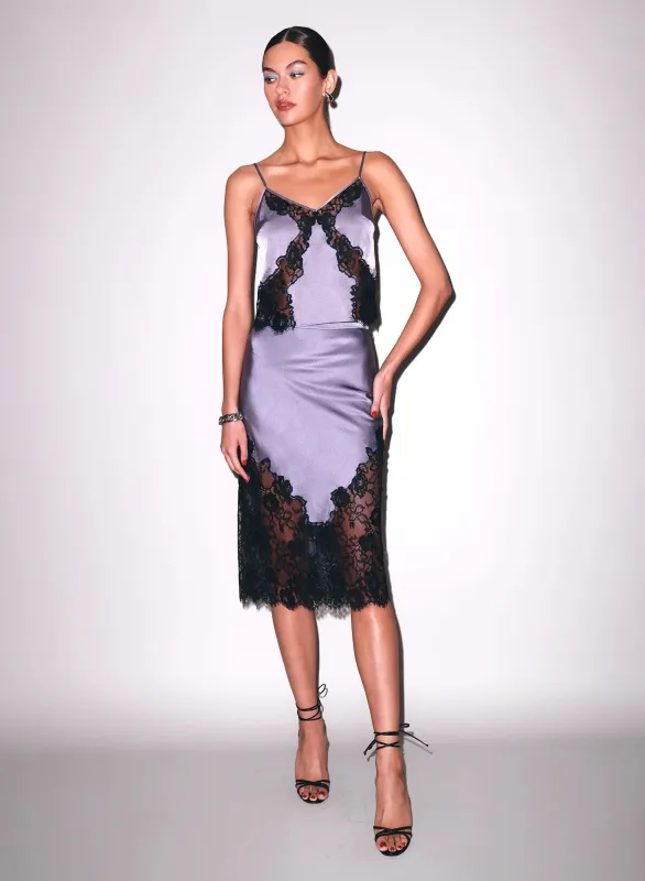 Fleur Du Mal - Juliet Lace Silk Cami - Lavender Smoke made by Fleur du Mal