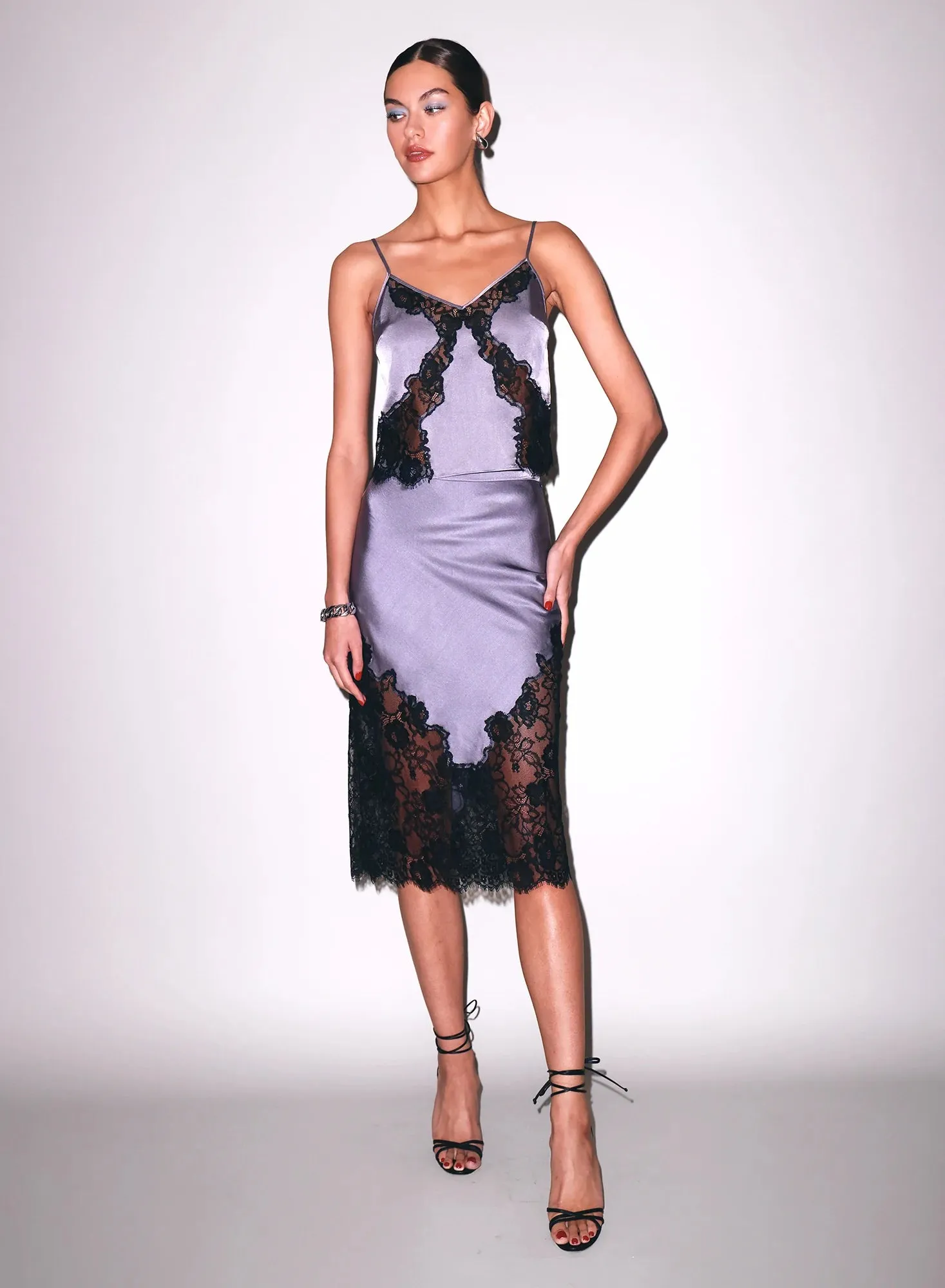 Fleur Du Mal - Juliet Lace Silk Cami - Lavender Smoke sold by Jessie Boutique