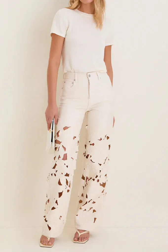 Simkhai - Betty Floral Cut Out Jean - Marshmallow sold by Jessie Boutique product image thumbnail 3