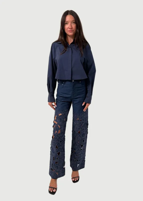 Simkhai - Betty Floral Cut Out Jean - Imperial made by Simkhai