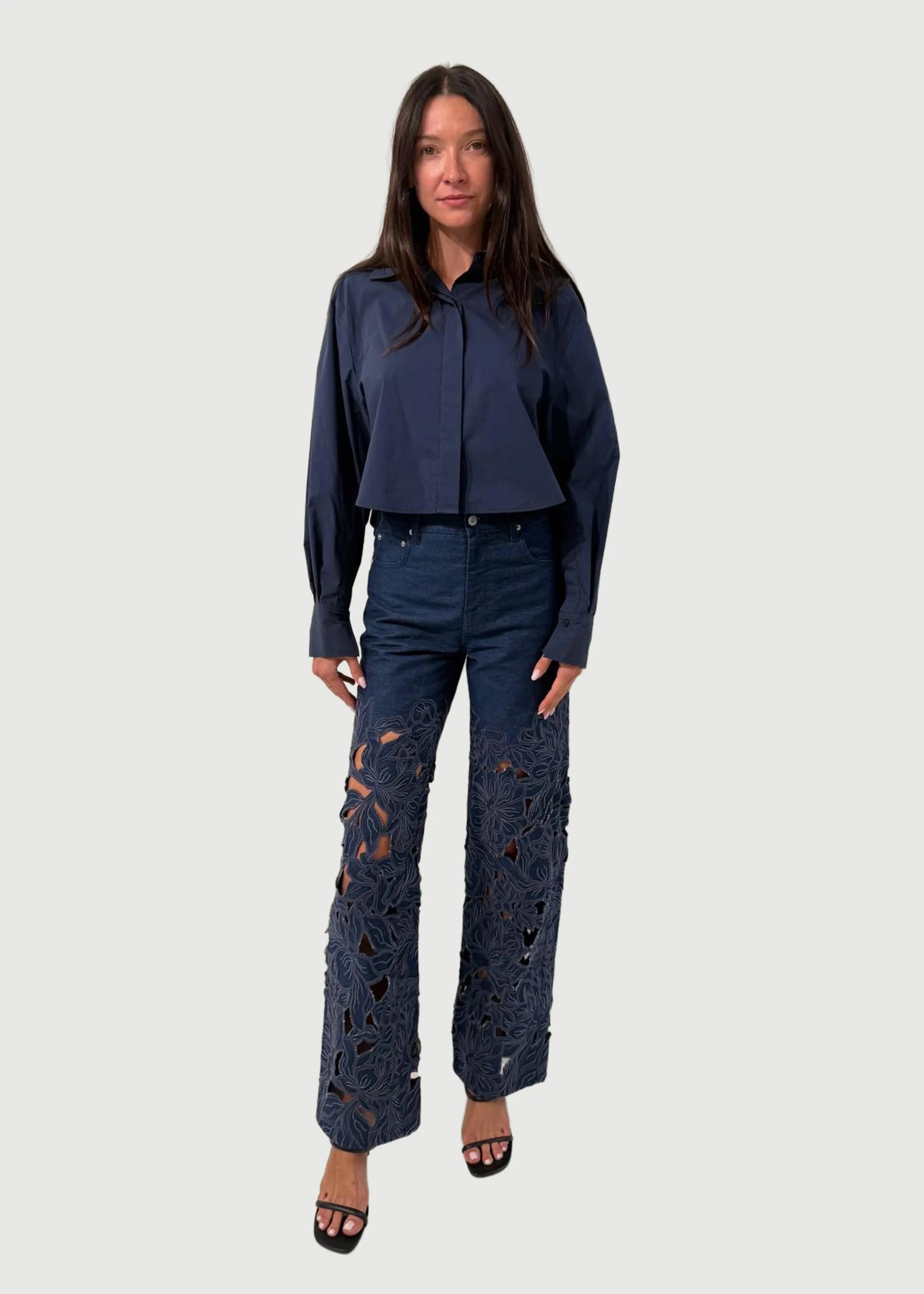 Simkhai - Betty Floral Cut Out Jean - Imperial sold by Jessie Boutique