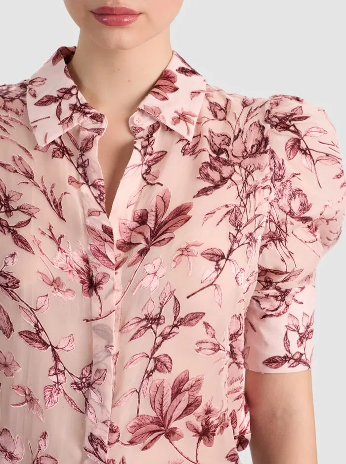 Alice + Olivia - Willa Puff Sleeve Blouse - Mystic Garden English Rose sold by Jessie Boutique product image thumbnail 4