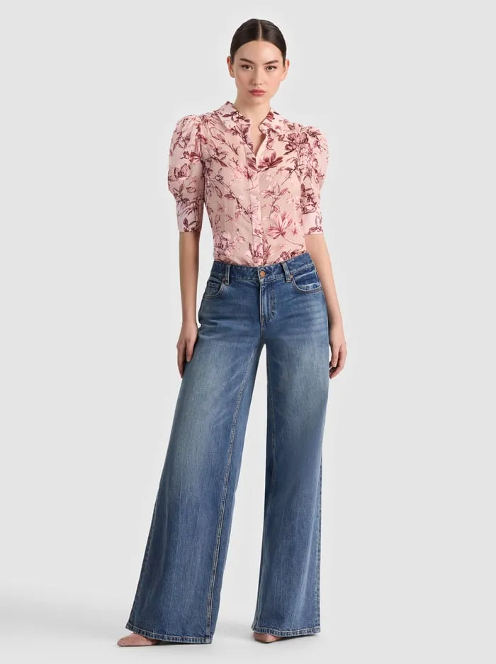 Alice + Olivia - Willa Puff Sleeve Blouse - Mystic Garden English Rose sold by Jessie Boutique product image thumbnail 2