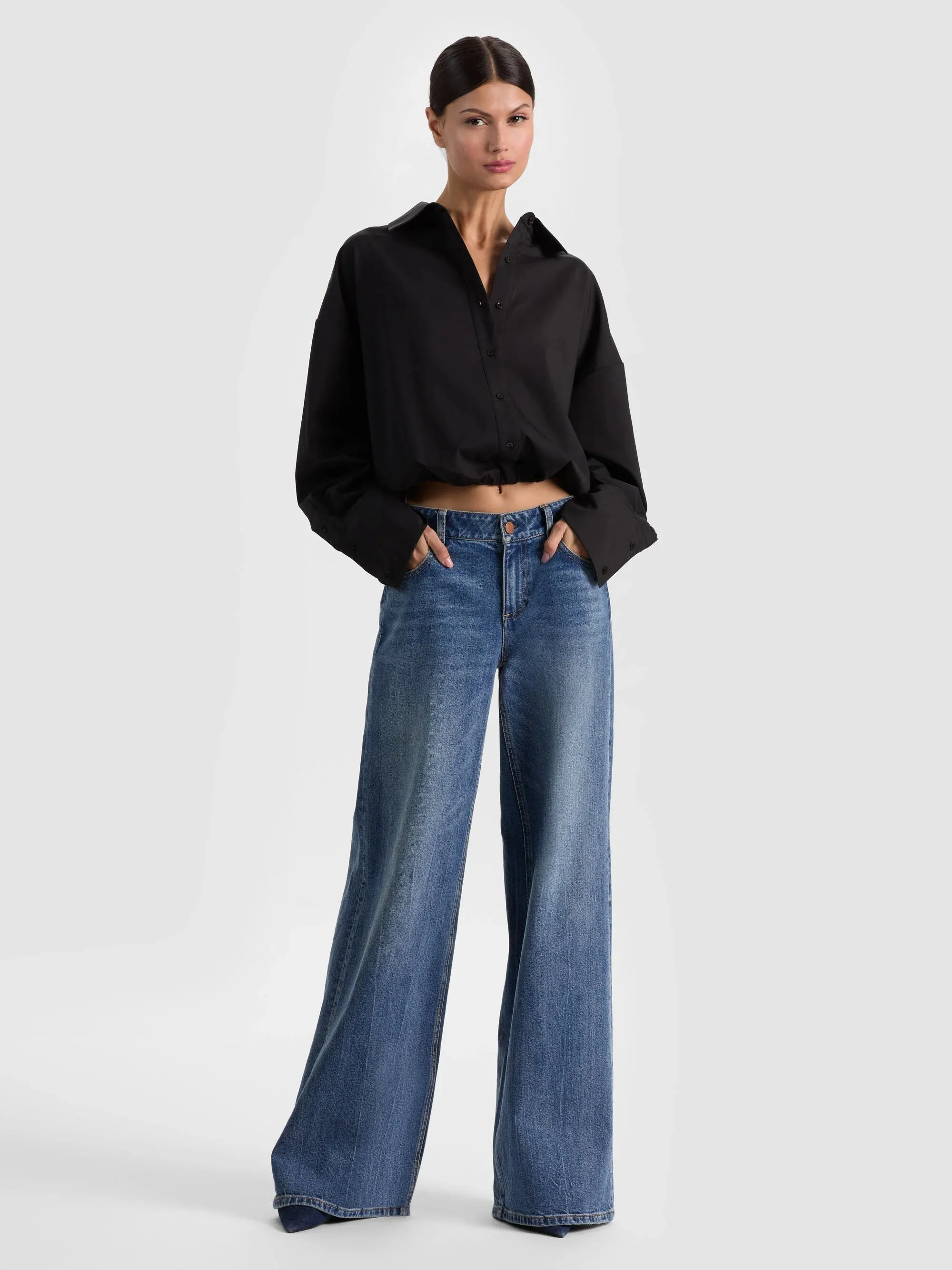 Alice + Olivia - Tobie Cinched Button Down - Black sold by Jessie Boutique product image thumbnail 2