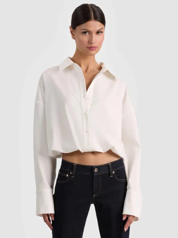 Alice + Olivia - Tobie Cinched Button Down - Off White made by Alice + Olivia