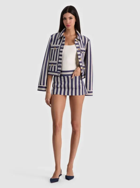 Alice + Olivia - Ace Mini Skort - Metro Stripe Twilight Blue made by Alice + Olivia
