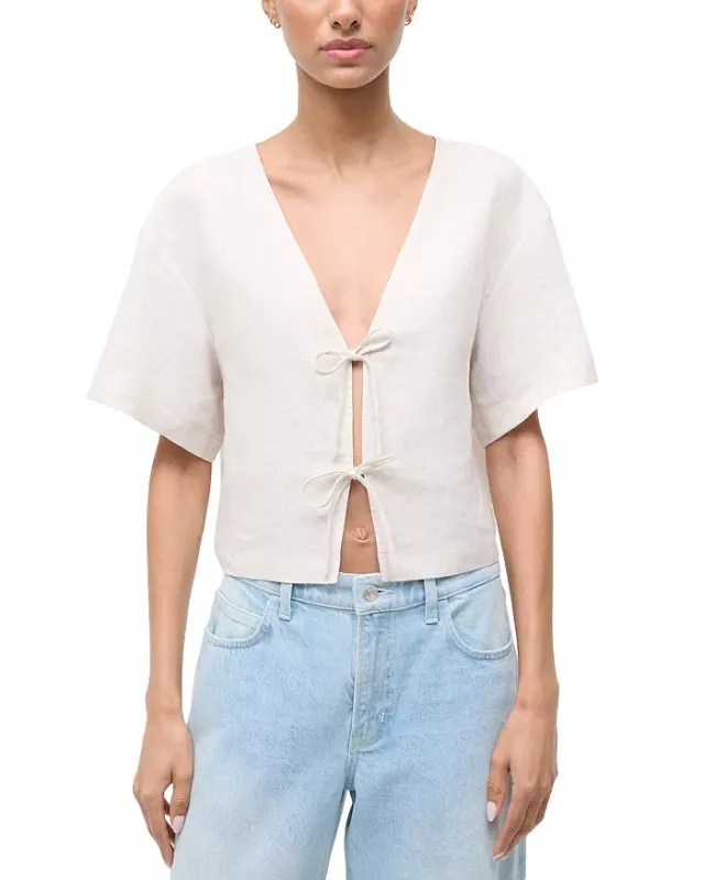 Staud - Ava Linen Top - Natural made by STAUD