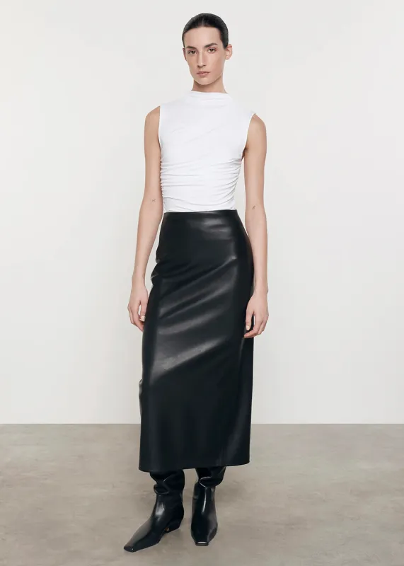 Enza Costa - Ankle Length Leather Skirt - Black made by Enza Costa