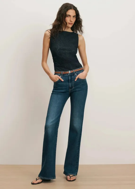 Veronica Beard - Crosbie Mid-Rise Slim Wide-Leg Jean - Bright Blue made by Veronica Beard