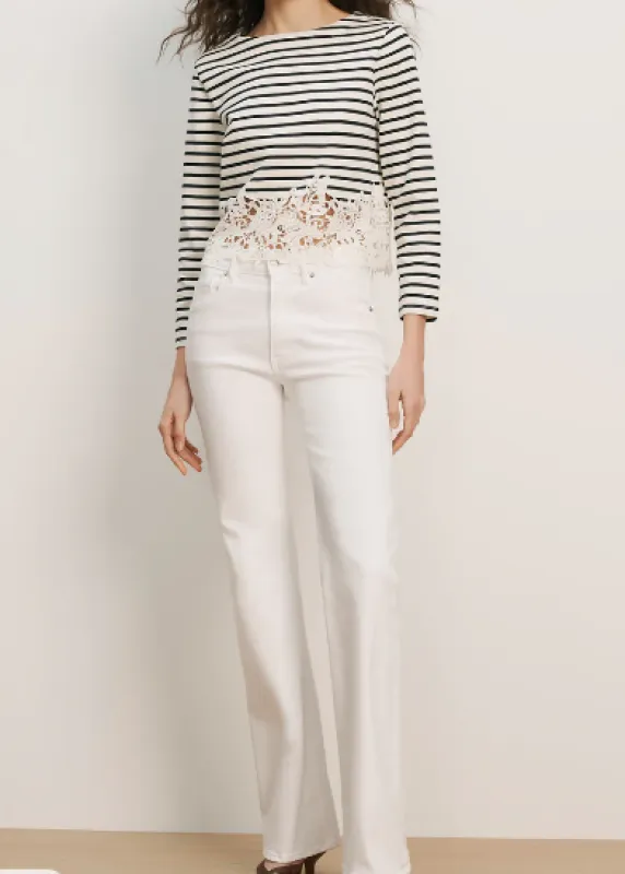 Veronica Beard - Crosbie Mid-Rise Slim Wide-Leg Jean - White made by Veronica Beard
