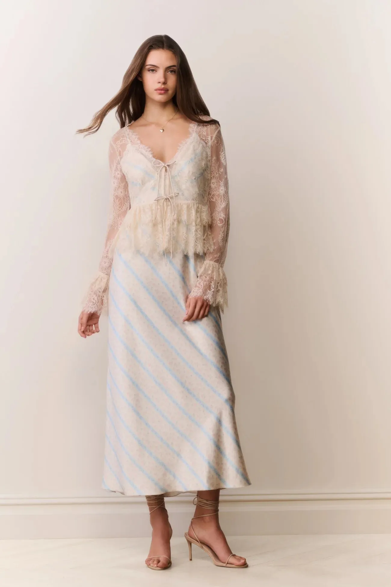 LoveShackFancy - Siddie Sheer Lace Top - Ivory sold by Jessie Boutique product image thumbnail 5