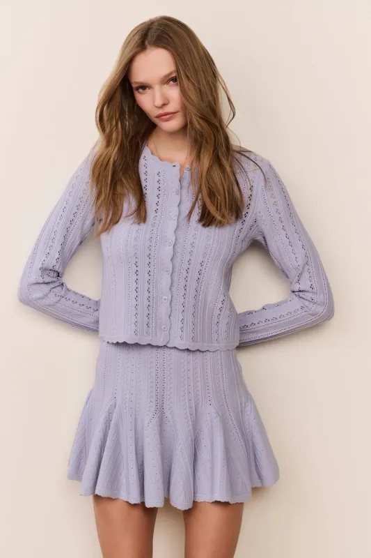 LoveShackFancy - Peridot Stretch Pointelle Cardigan - Moonwash made by Jessie Boutique