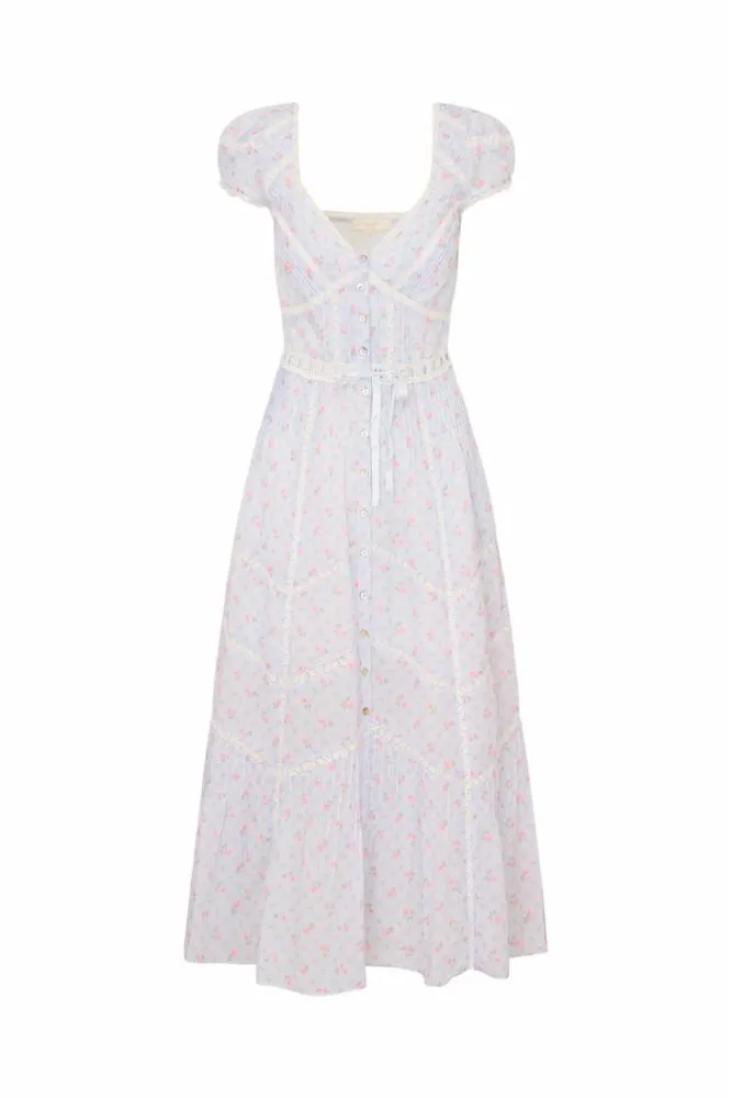 LoveShackFancy - Aurela Floral Cotton Midi Dress - Chapparal Blue sold by Jessie Boutique product image thumbnail 5