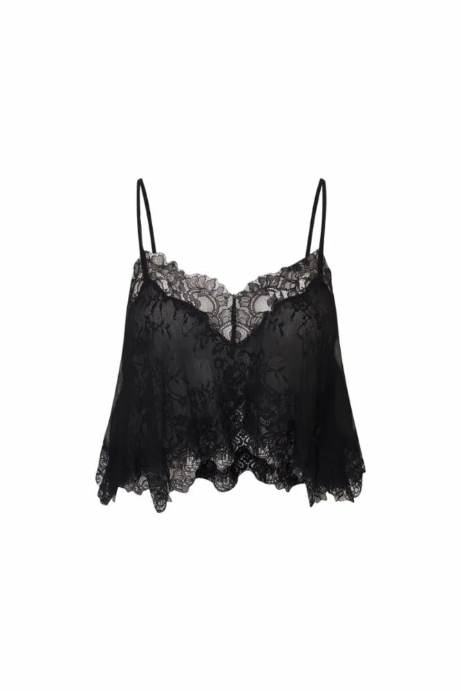 LoveShackFancy - Elysia Silk Lace Crop Top - Black sold by Jessie Boutique product image thumbnail 3
