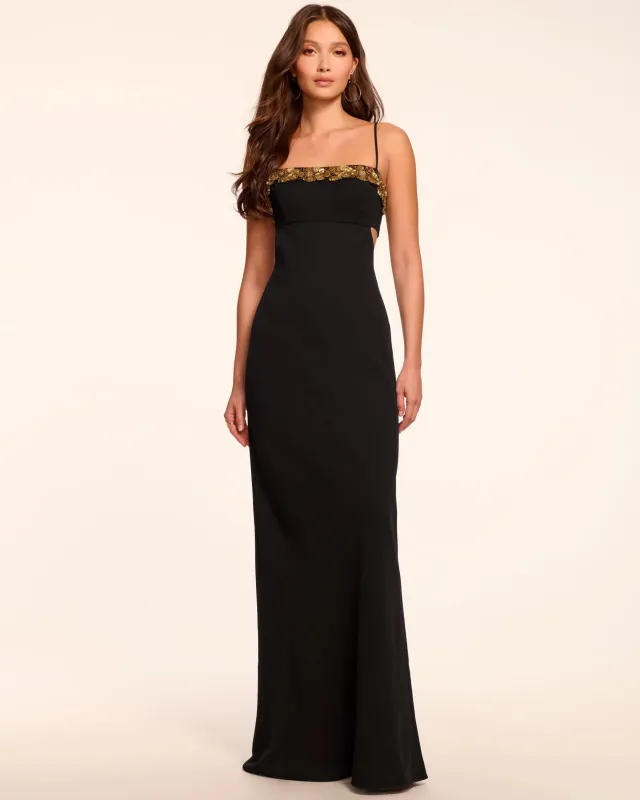 Ramy Brook - Helen Floral Embellished Sleeveless Gown - Black made by Ramy Brook