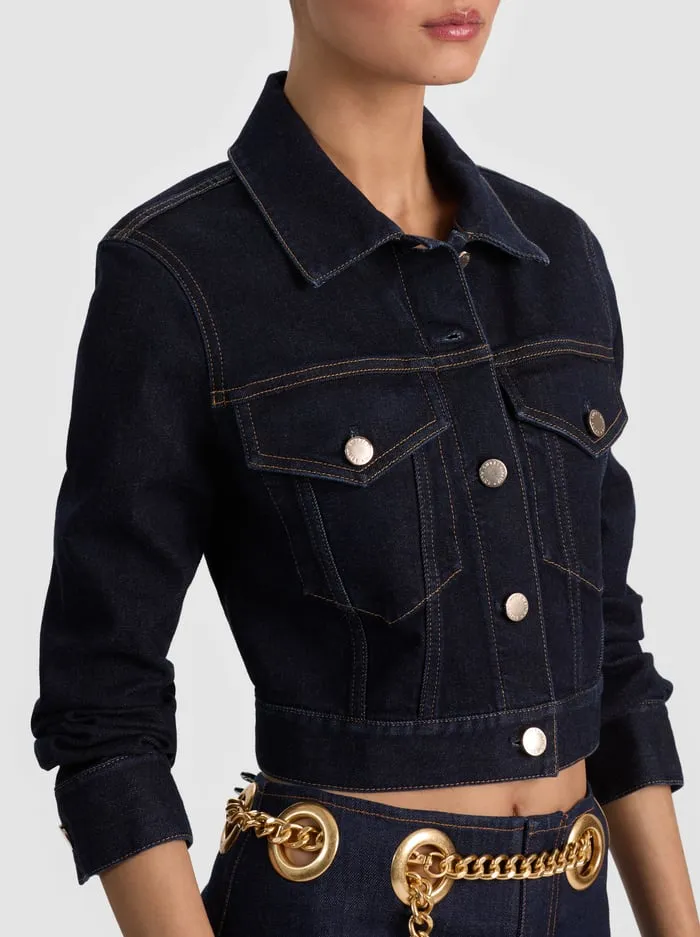 Alice + Olivia - Chloe Denim Jacket - Dark Rinse sold by Jessie Boutique product image thumbnail 2