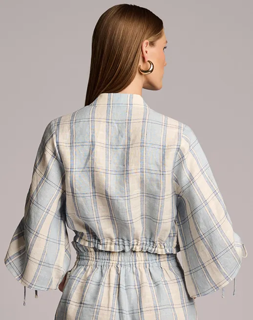 Hevron - Eva Linen Top - Blue Plaid sold by Jessie Boutique product image thumbnail 3
