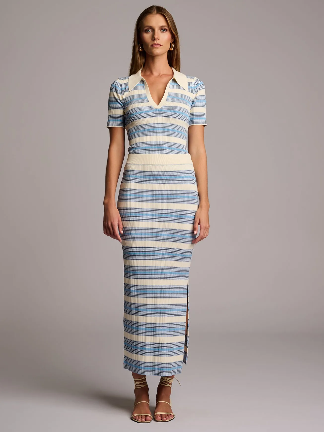 Hevron - Daisy Knit Polo - Blue Stripe sold by Jessie Boutique product image thumbnail 2