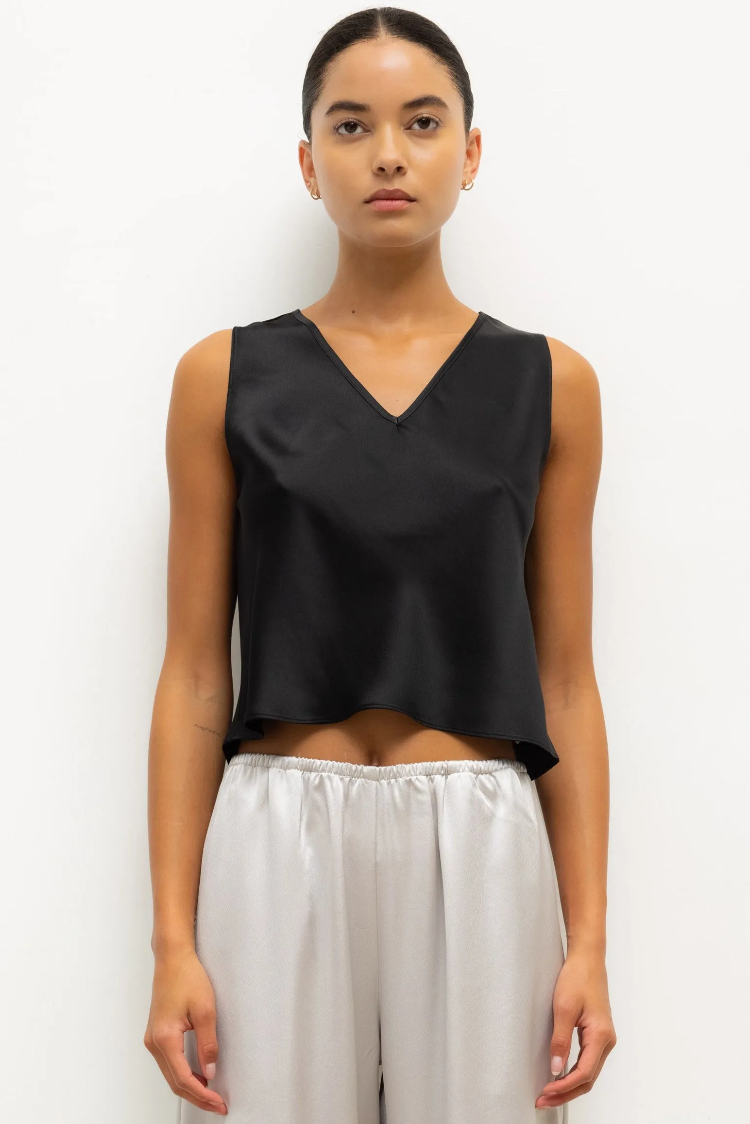Leset - Barb V Neck Shell - Black sold by Jessie Boutique