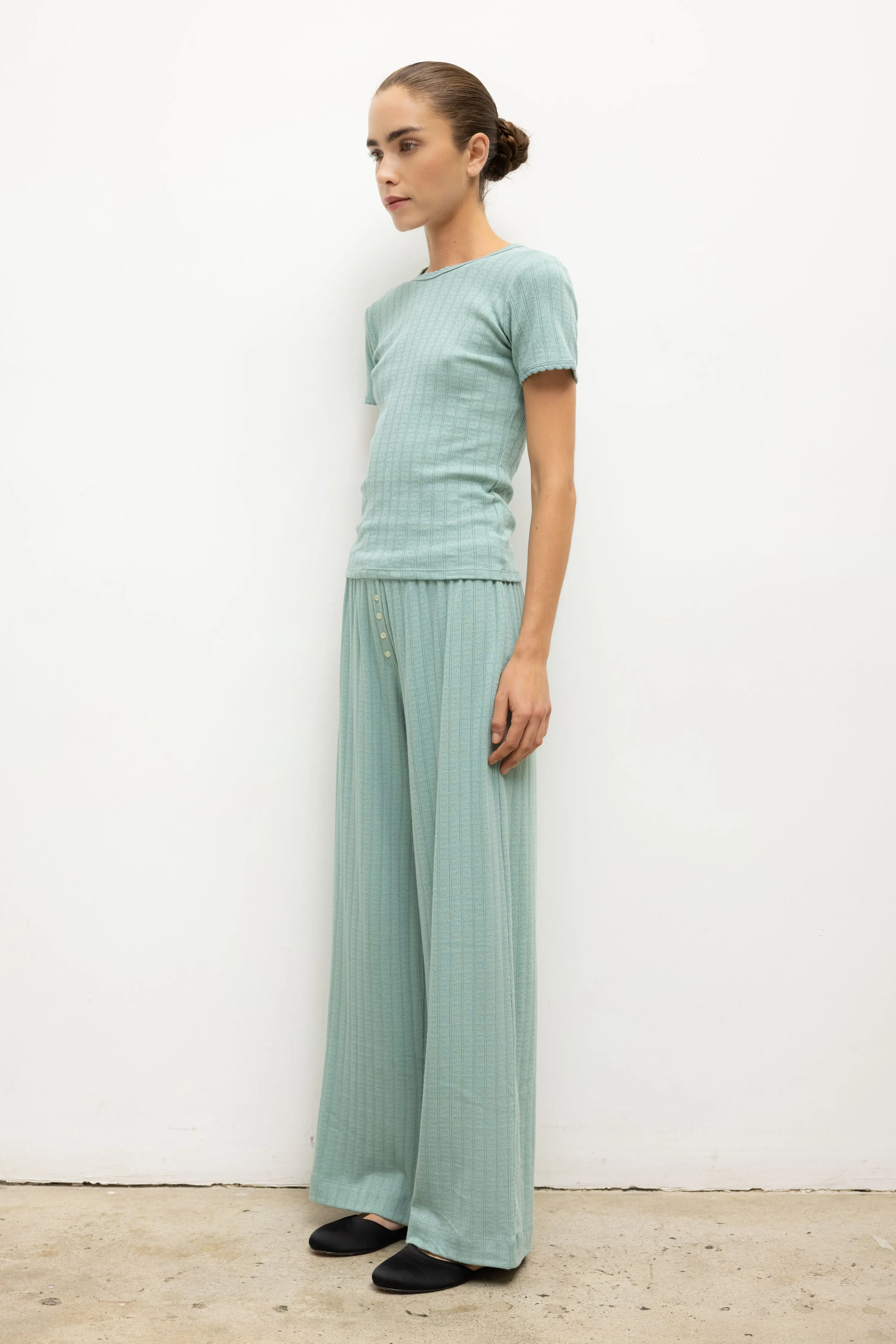 Leset - Pointelle Slim Fit Tee - Eucalyptus sold by Jessie Boutique product image thumbnail 5