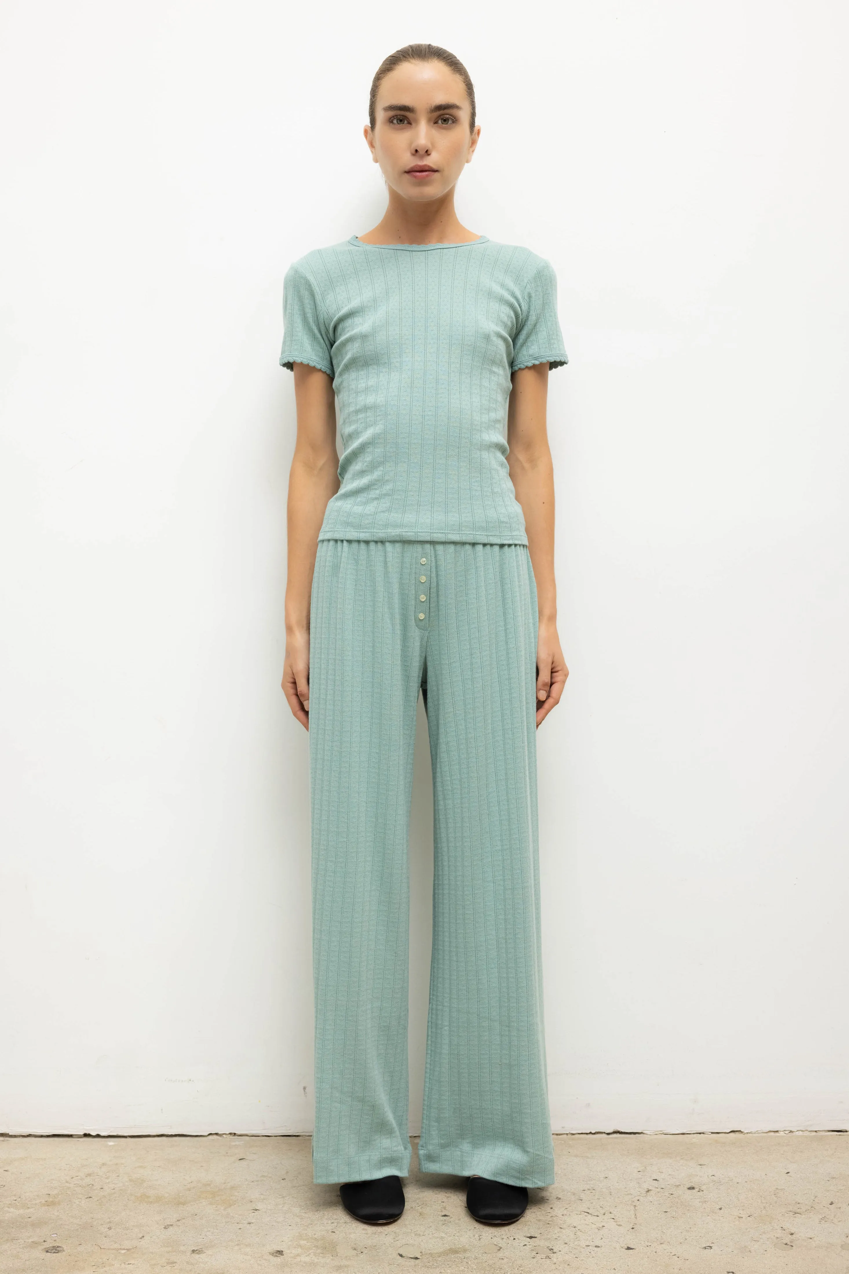 Leset - Pointelle Slim Fit Tee - Eucalyptus sold by Jessie Boutique product image thumbnail 2