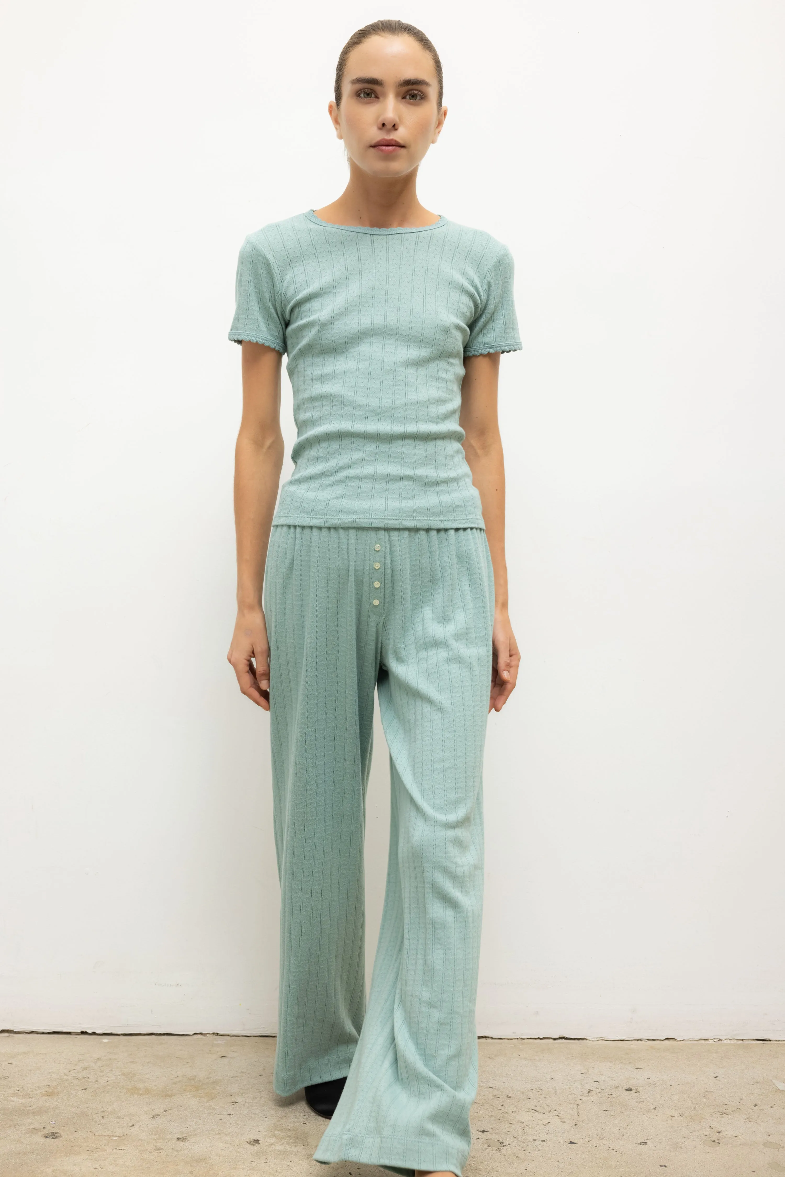 Leset - Pointelle Slim Fit Tee - Eucalyptus sold by Jessie Boutique product image thumbnail 3