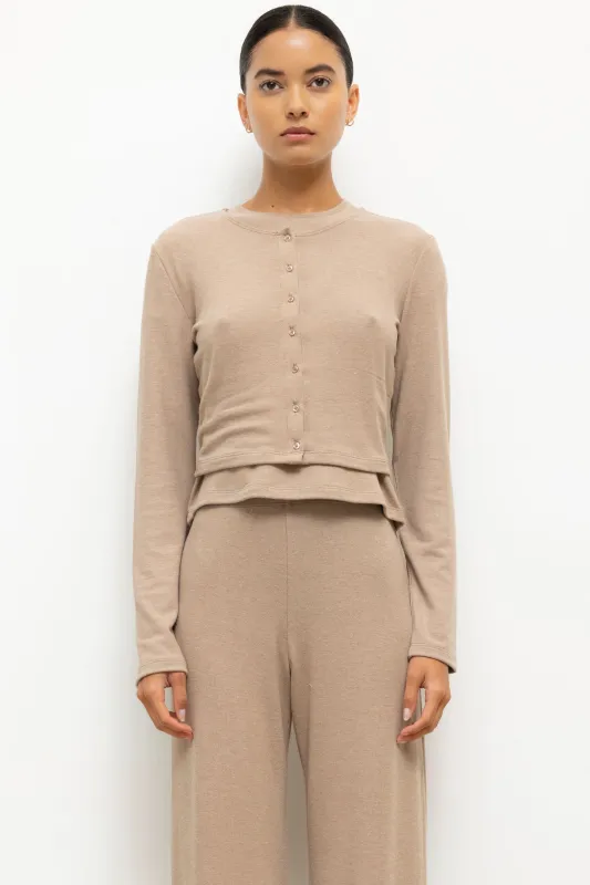 Leset - Lauren Crop Cardigan II - Sable made by Leset