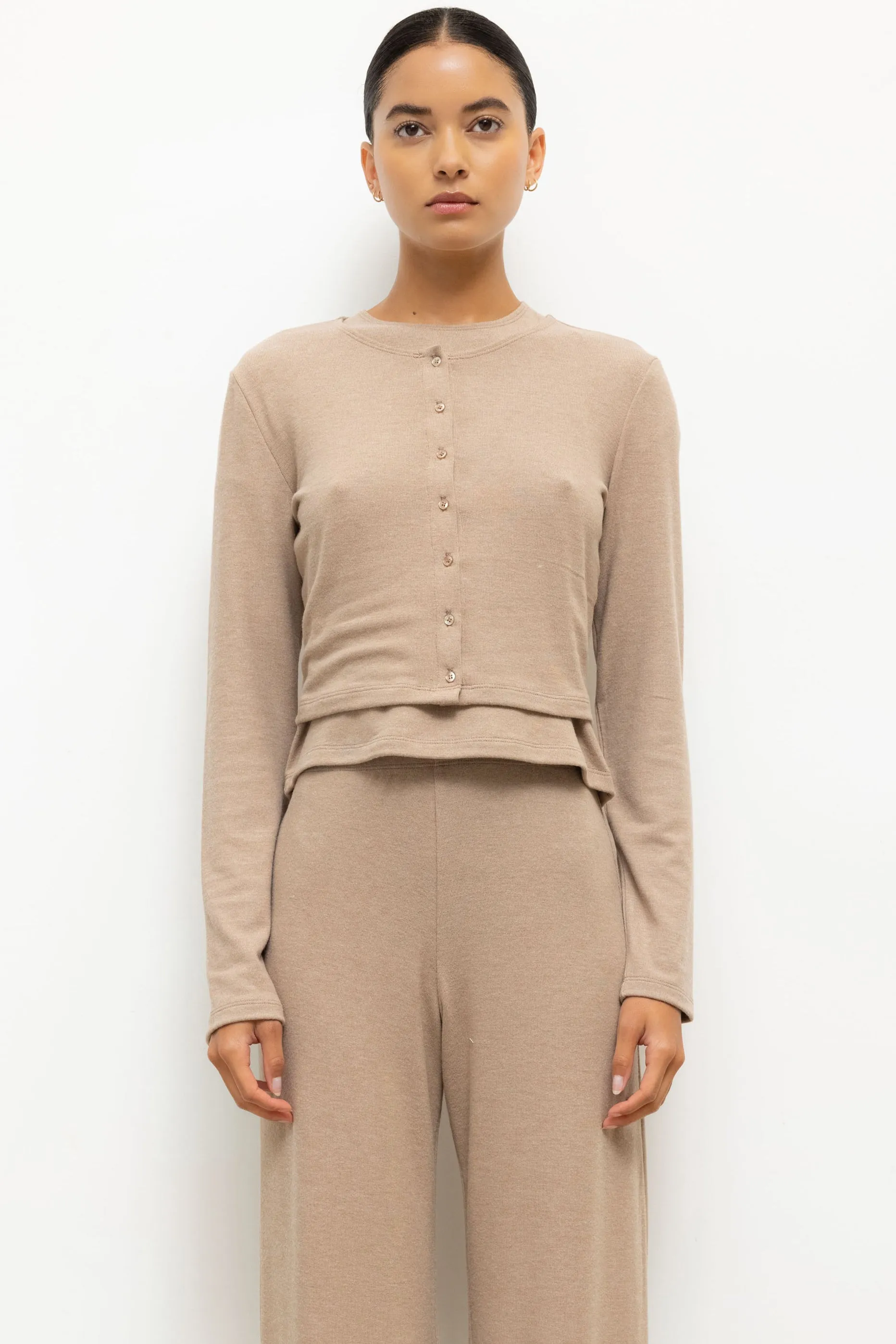 Leset - Lauren Crop Cardigan II - Sable sold by Jessie Boutique