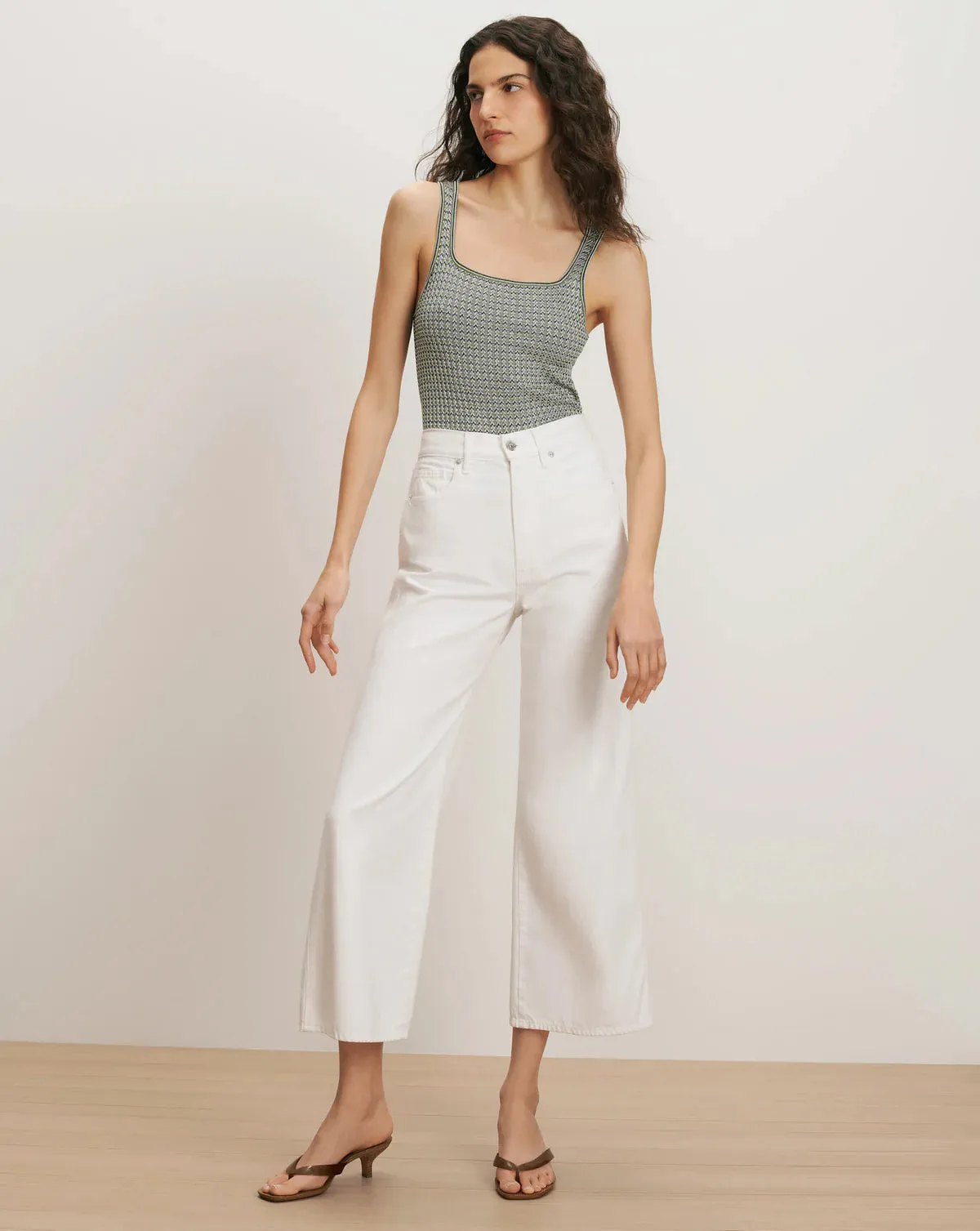 Veronica Beard - Taylor Cropped Wide-Leg Jean - White sold by Jessie Boutique