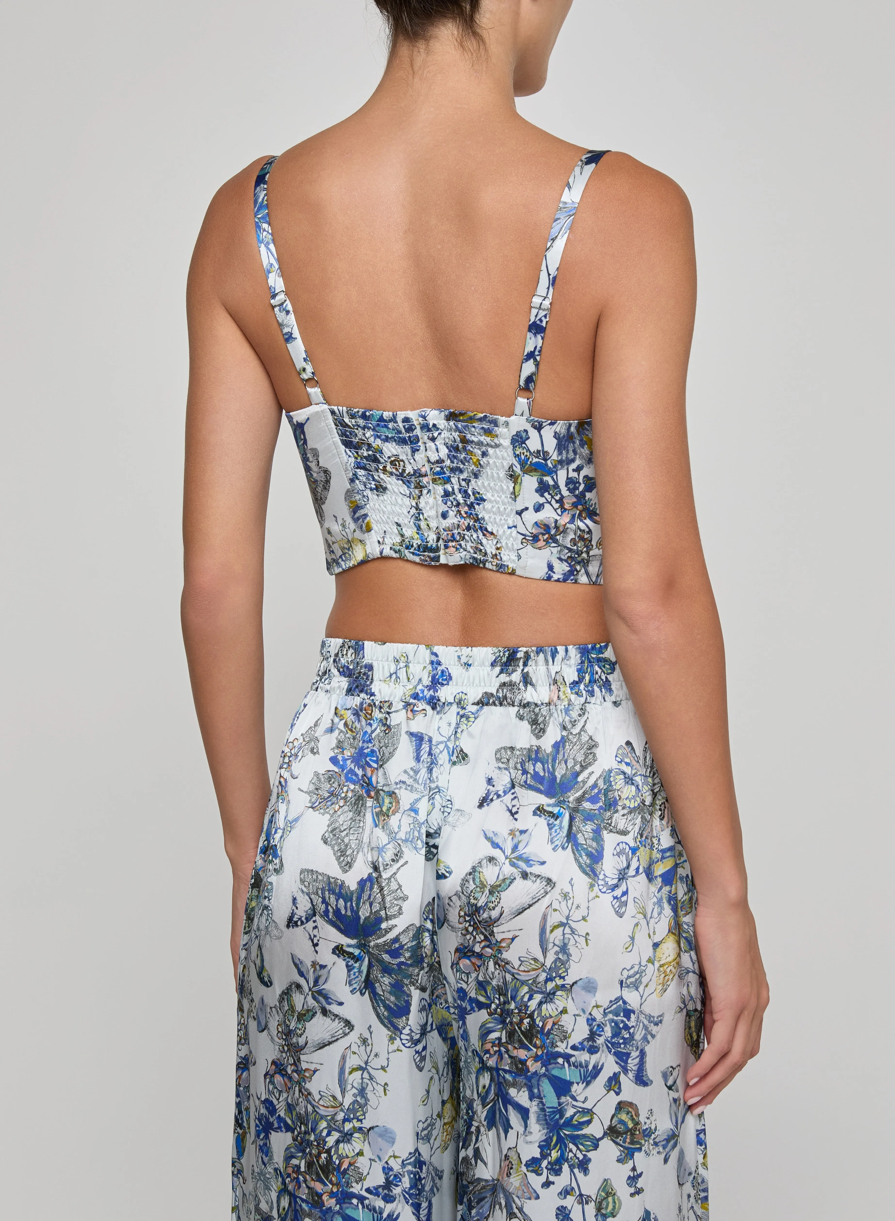 L’agence - Sonya Silk Bustier - Grey Multi Watercolor Butterfly sold by Jessie Boutique product image thumbnail 2
