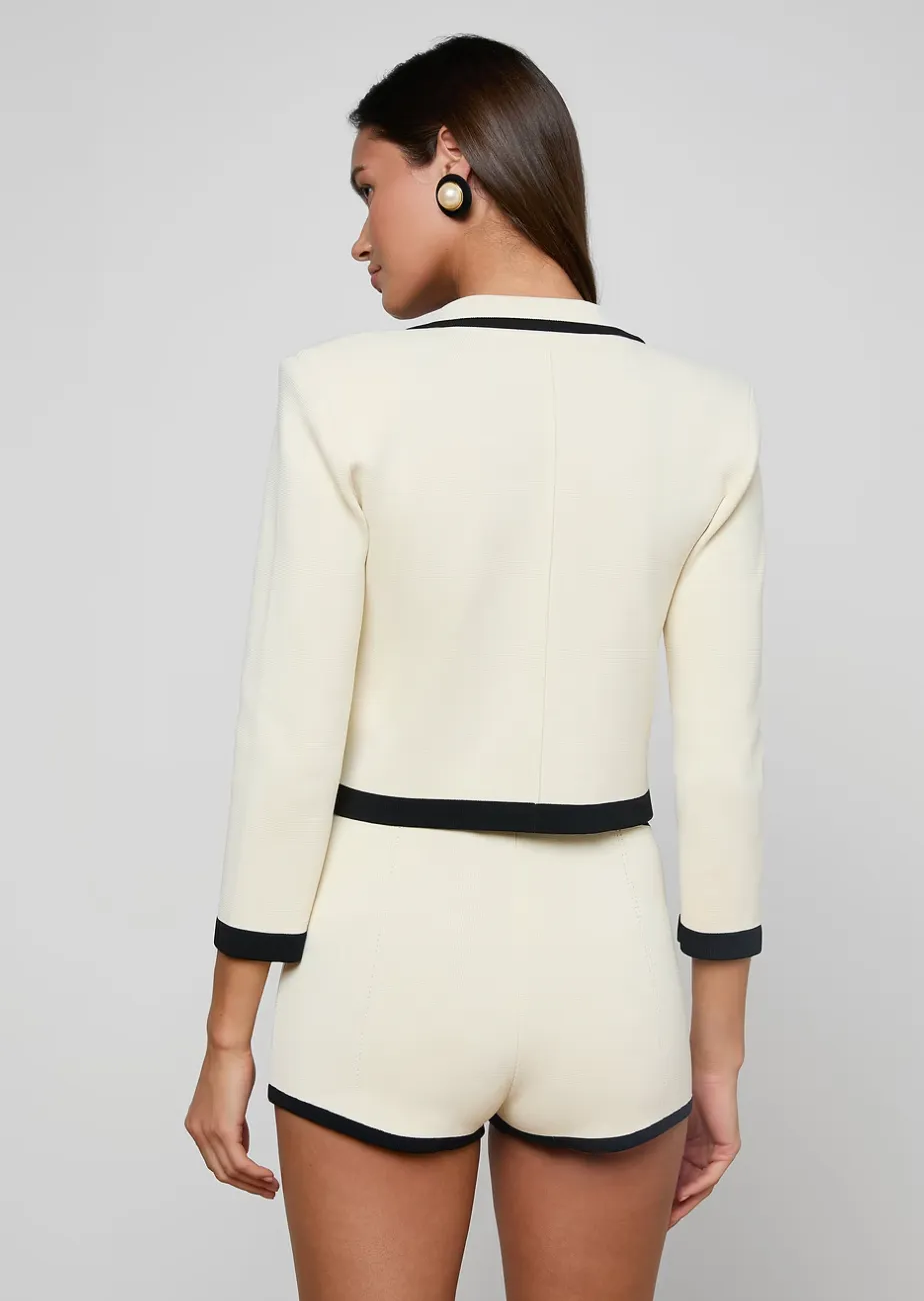 L'agence - Janu Cropped Knit Jacket - Vintage White/Black sold by Jessie Boutique product image thumbnail 3