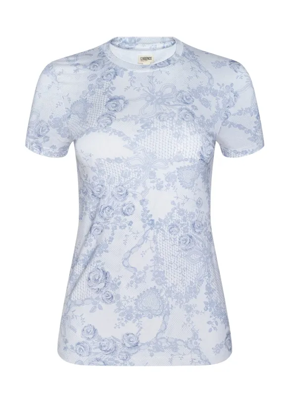 L'agence - Ressi Fitted Tee - Ivory/Light Blue made by L'AGENCE
