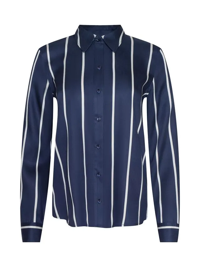 L'agence - Ellery Poplin Shirt - Midnight/White Stripe sold by Jessie Boutique product image thumbnail 5