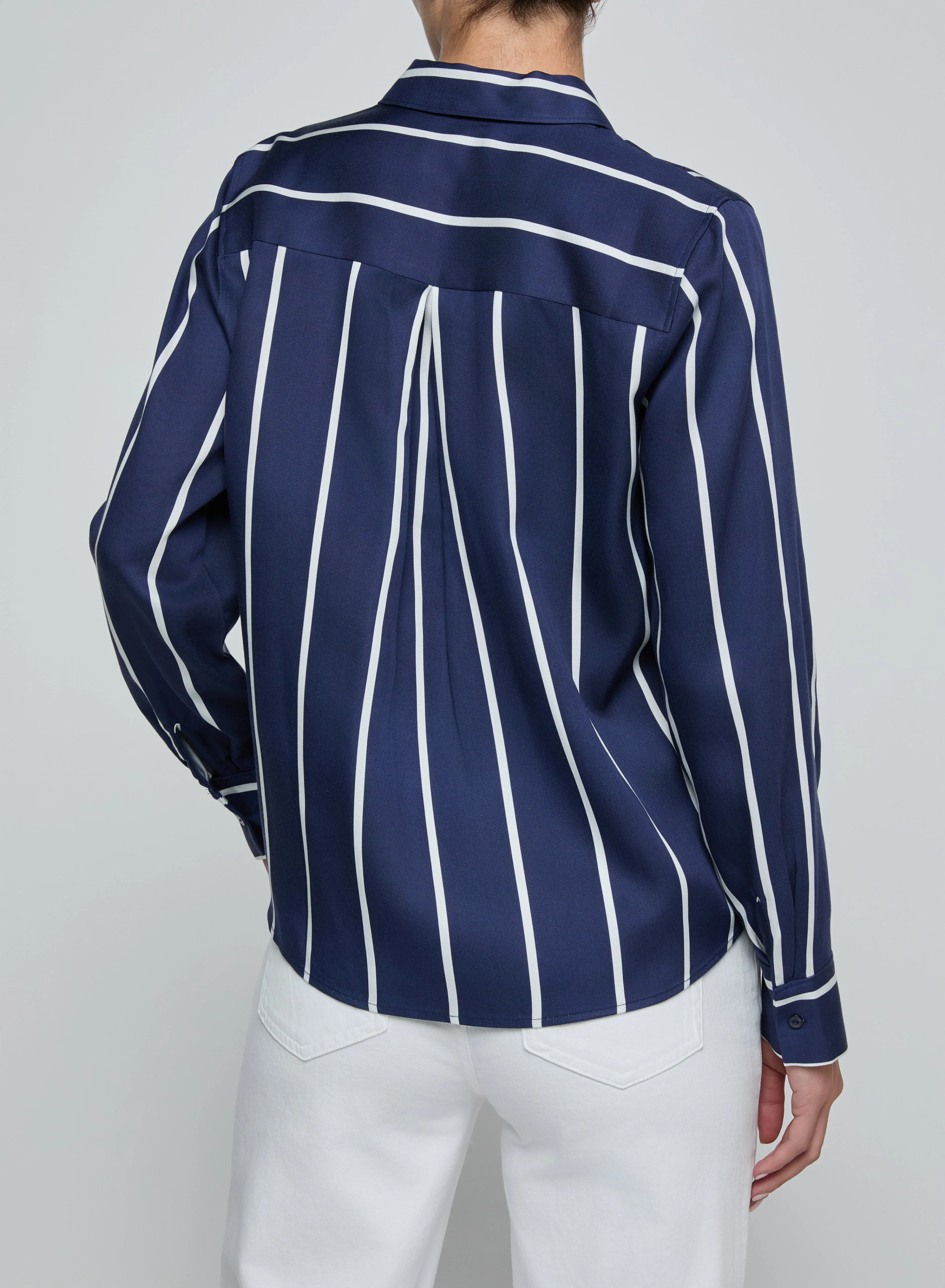 L'agence - Ellery Poplin Shirt - Midnight/White Stripe sold by Jessie Boutique product image thumbnail 2