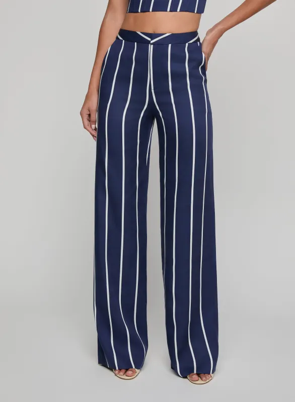 PRE-ORDER | L'agence - Livvy Straight-Leg Trouser - Midnight/White Stripe made by L'AGENCE
