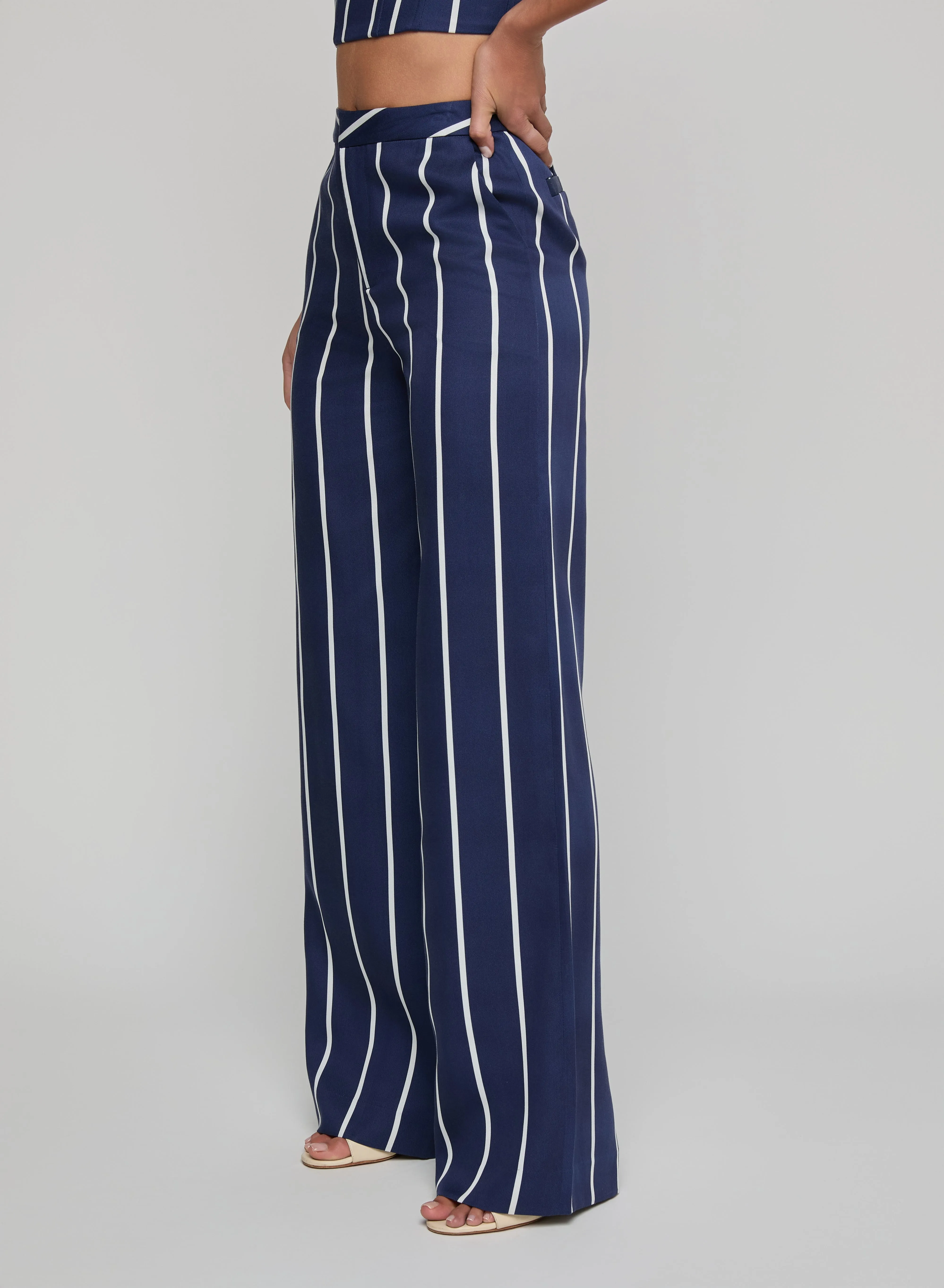 PRE-ORDER | L'agence - Livvy Straight-Leg Trouser - Midnight/White Stripe sold by Jessie Boutique product image thumbnail 3