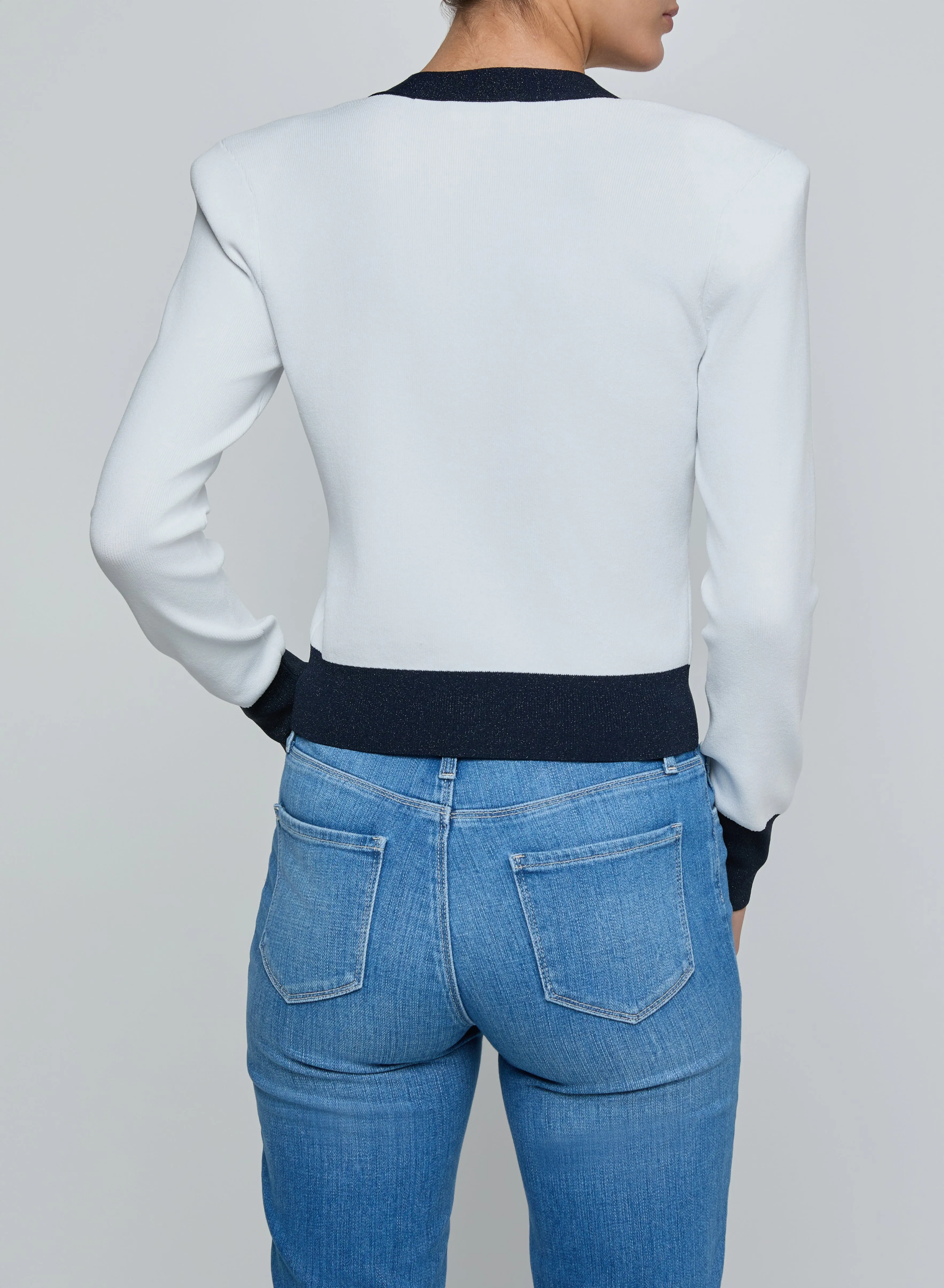 L'agence - Taya Cardigan - White/Midnight sold by Jessie Boutique product image thumbnail 2