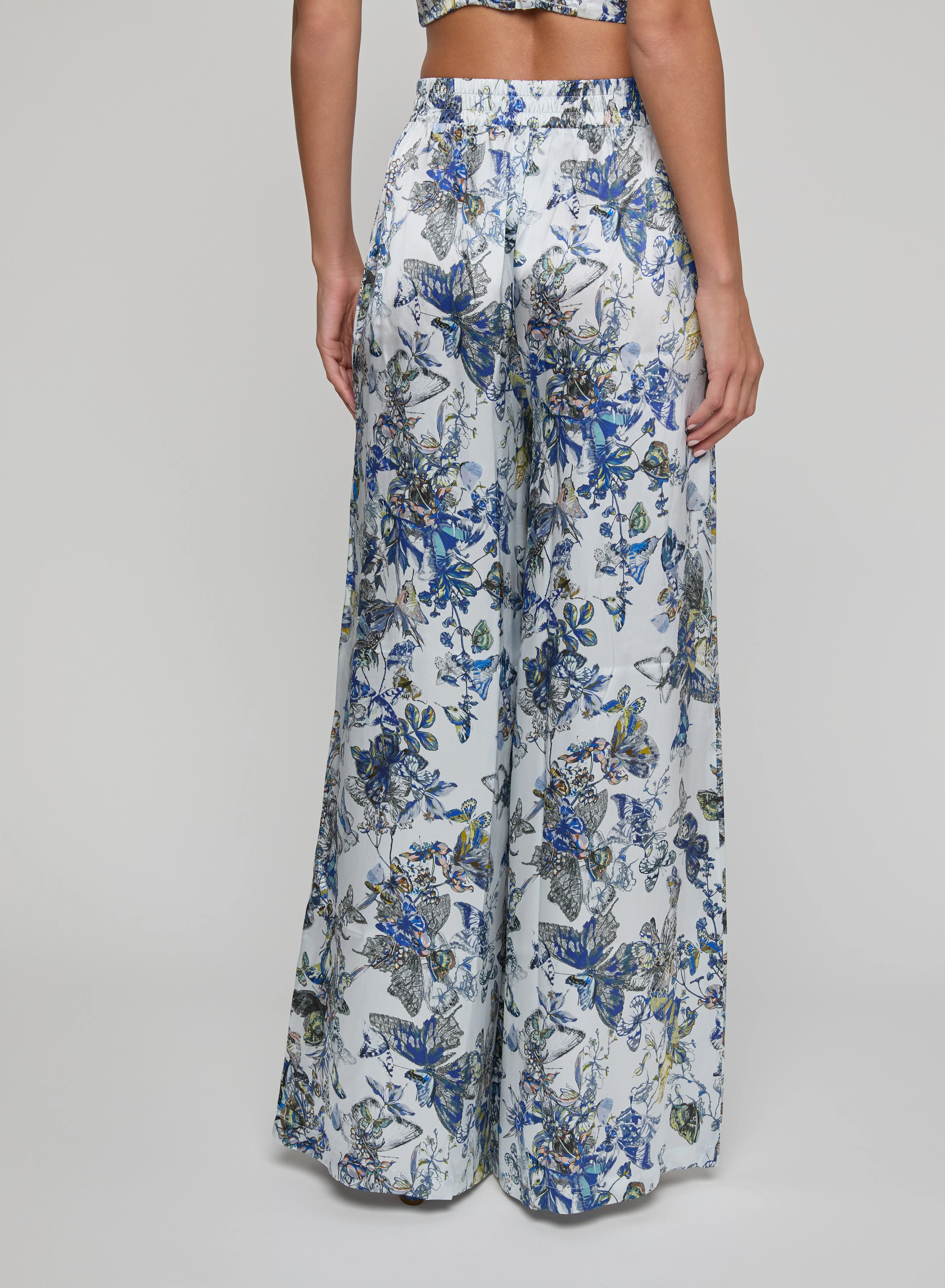 L'agence - Lillian Silk Wide-Leg Pant - Grey Multi Watercolor Butterfly sold by Jessie Boutique product image thumbnail 4
