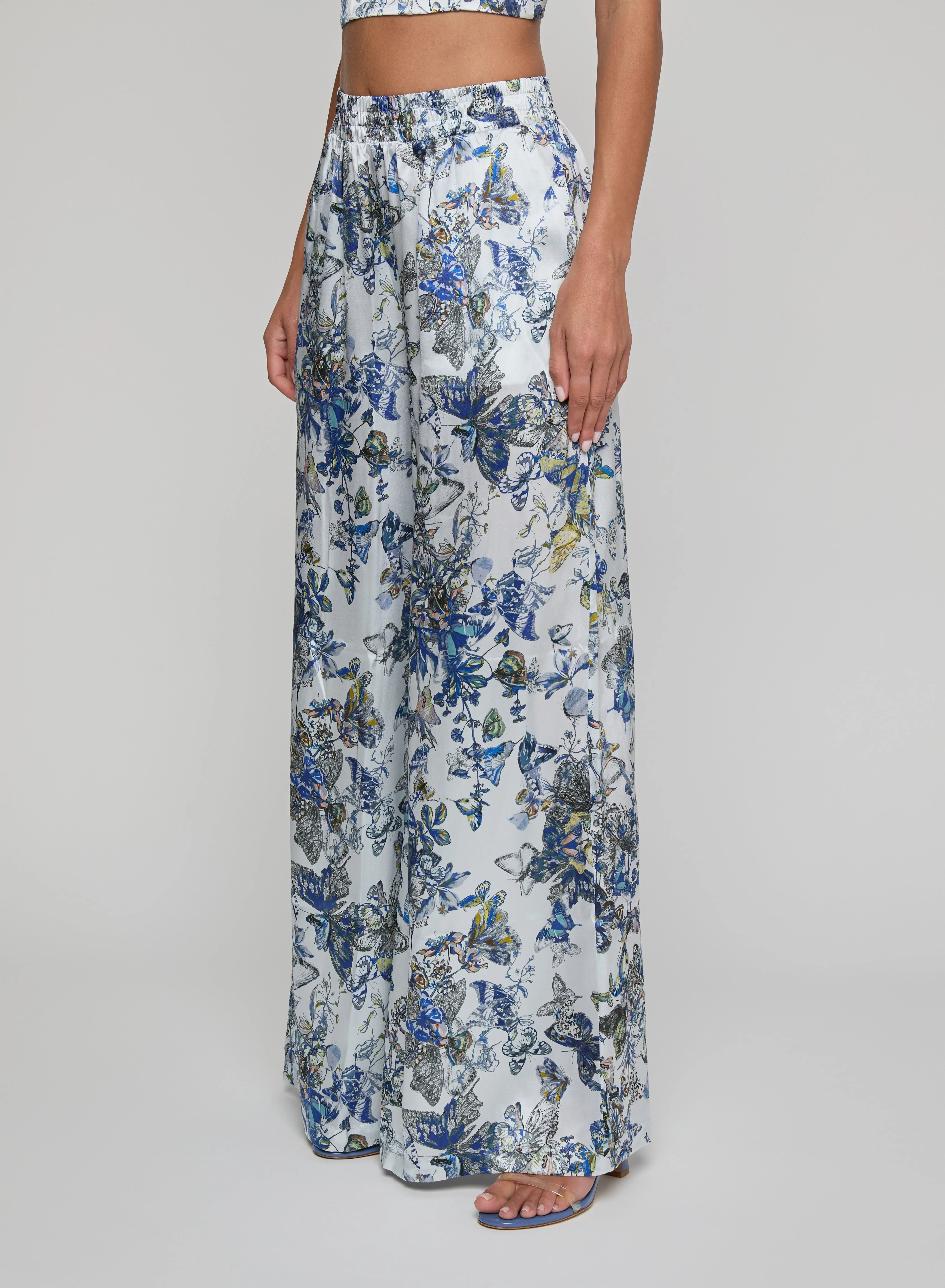 L'agence - Lillian Silk Wide-Leg Pant - Grey Multi Watercolor Butterfly sold by Jessie Boutique product image thumbnail 5